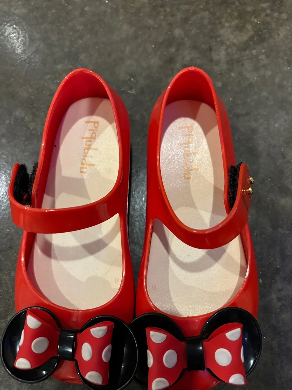 Red Kids Mary Jane Shoes with Bow Accent